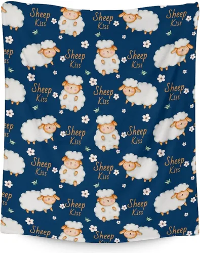 Miniatura 11 de Manta de oveja – Suave, mullida y cálida – Manta de tamaño regazo de 30 x 40 pulgadas para sofá, oficina, bonito regalo blanco para niños y niñas