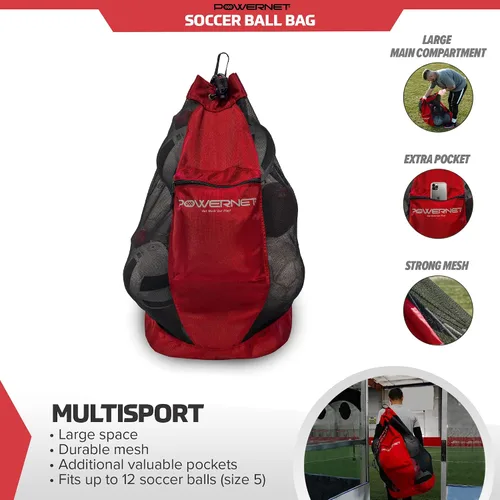 Miniatura 4 de PowerNet Carli Lloyd - Paquete de red portátil estilo arco y bolsa de transporte de pelota grande, configuración rápida ultra portátil, portería