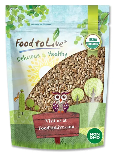 Food to Live Granos de semillas de girasol tostados en seco orgánicos, 8 onzas sin OMG, sin sal, asados al horno, sin aceite añadido, sin cáscara,