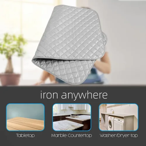 Miniatura 3 de BORDSTRACT Almohadilla de planchar portátil, manta plegable para planchar, adecuada para lavadora, secadora, encimera, mesa de planchado pequeña