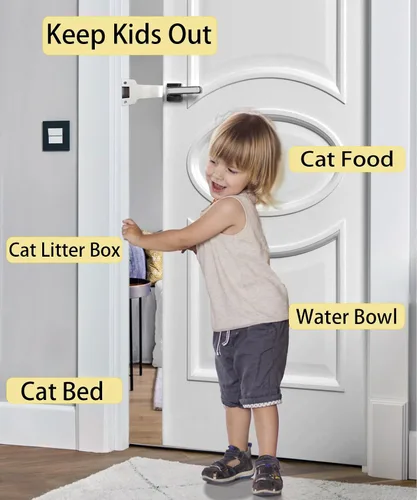 Miniatura 3 de Pestillo de puerta para gatos, (3 paquetes), cerradura de puerta a prueba de perros, accesorio de puerta para gatos, tapón de puerta para mascotas