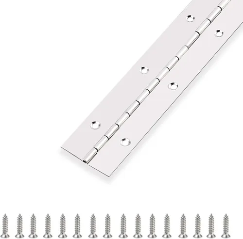 Miniatura 7 de 2 bisagras de piano de 12 x 1.5 pulgadas, acero inoxidable continuo y bisagras de piano resistentes, grosor de hoja de 0.035 pulgadas, ancho