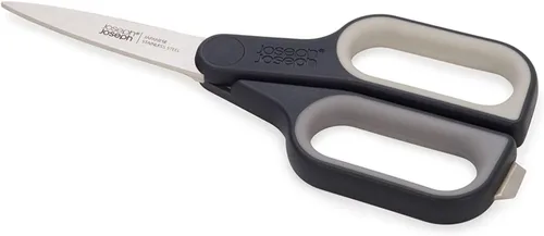 Miniatura 9 de Joseph Joseph PowerGrip Tijeras de cocina con agarre para el pulgar y separador de hierbas para limpiar acero inoxidable japonés, blanco/verde