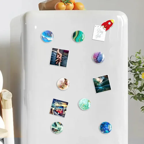 Miniatura 5 de DARUITE 12 imanes para nevera, imanes para refrigerador, bonitos imanes de mármol de vidrio para pizarra blanca, imán de casillero, decoración