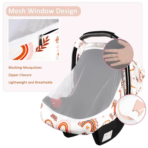 Miniatura 2 de Toldo para asiento de automóvil infantil arcoíris con ventanas abiertas y malla transpirable, a prueba de patadas, suave y elástica, funda