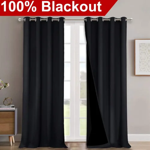 Miniatura 2 de NICETOWN Cortinas de sombra completa de 90 pulgadas de largo, juego de 2 paneles para ventanas, cortinas opacas con forro negro súper resistentes