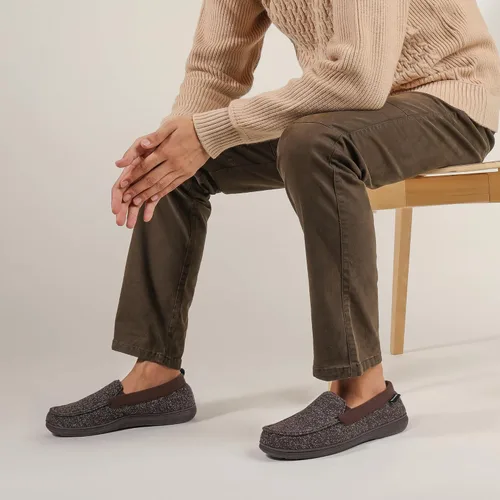 Miniatura 2 de RockDove Pantuflas tipo mocasín de espuma viscoelástica Tweed para hombre
