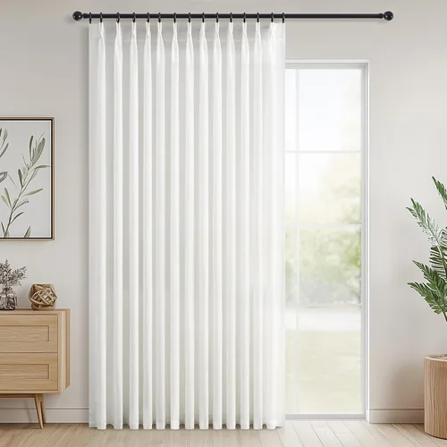 Miniatura 46 de Topfinel 2 paneles de cortinas plisadas de lino beige y blanco de 63 pulgadas de largo, para dormitorio y sala de estar, cortinas semitransparentes