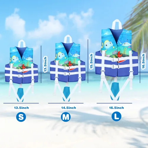 Miniatura 2 de Chaleco de natación para niños pequeños, flotador de piscina para niños, flotador de natación para niños de 20 a 70 libras, chaleco flotante