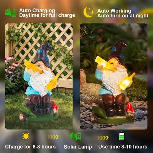 Miniatura 5 de DKJOCKY Regalos de gnomos para mujeres para Navidad, divertidos gnomos de jardín para decoración al aire libre para patio, gnomos con luces solares