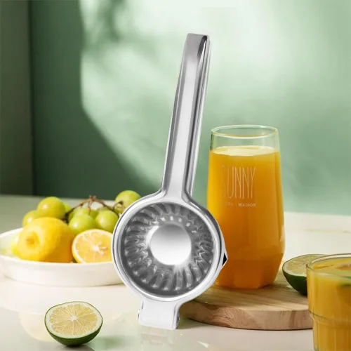 Miniatura 8 de Exprimidor de limón Exprimidor de jugo de cítricos de acero inoxidable Exprimidor para limones y limas Plateado