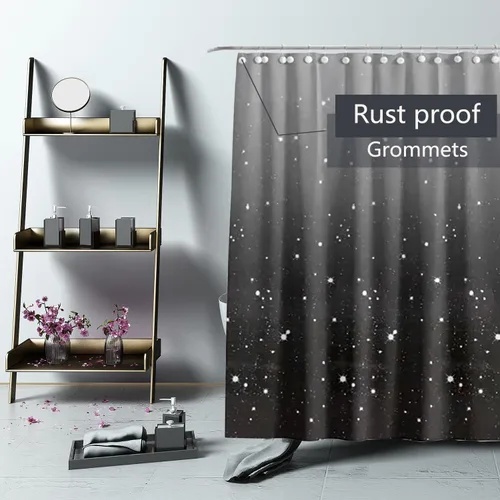 Miniatura 5 de Forro de cortina de ducha de 72 x 72 pulgadas, forro de ducha ligero de plástico impermeable 4G para baño, con agujeros de ojales y 3 pesos