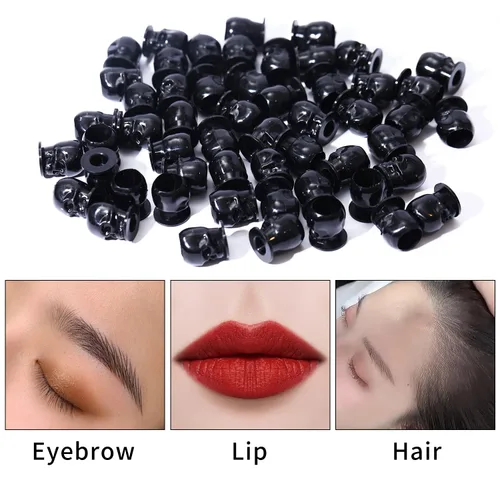 Miniatura 5 de 200 tapas de tinta desechables para tatuaje, vasos de plástico con base para pigmento de maquillaje permanente, suministros de accesorios
