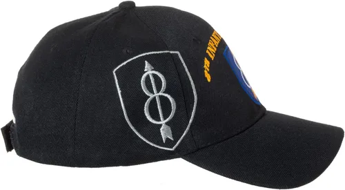 Miniatura 2 de Gorra de béisbol bordada negra de la División de Infantería del Ejército de los Estados Unidos, con licencia oficial, múltiples divisiones