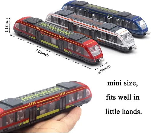 Miniatura 3 de OTONOPI Juego de tren de juguete de alta velocidad, motor de locomotora a presión a presión, modelo de automóvil, deslizante, tren de bala de metro