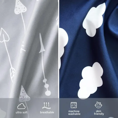Miniatura 7 de Sábanas ajustadas para cuna para niños y niñas, paquete de 4 - Sábanas transpirables y suaves de microfibra para bebé en gris, azul marino y blanco