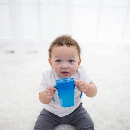 Miniatura 10 de Dr. Brown's Milestones Cheers 360 - Vaso de transición sin boquilla con asas, apto para viajes y sin fugas, para bebés y niños pequeños, azul y Azul