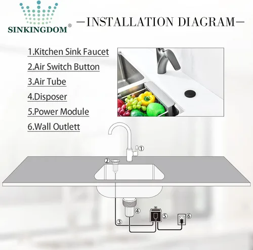 Miniatura 7 de Kit de Interruptor de Aire SinkTop para Triturador de Basura con Botón Largo, Cubierta Hecha de Latón, UL, Negro Mate