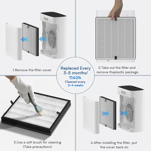 Miniatura 8 de Purificadores de aire para el hogar, habitación grande de hasta 3000 pies cuadrados, purificador de aire VNIUP H14 True HEPA para dormitorio, Blanco