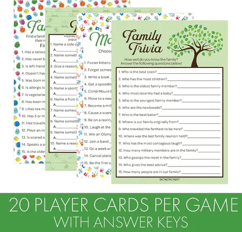Miniatura 4 de DISTINCTIVS Family Reunion Game Pack – Trivia familiar, más probable, peleas familiares y encontrar al miembro de la familia – Juego de 4