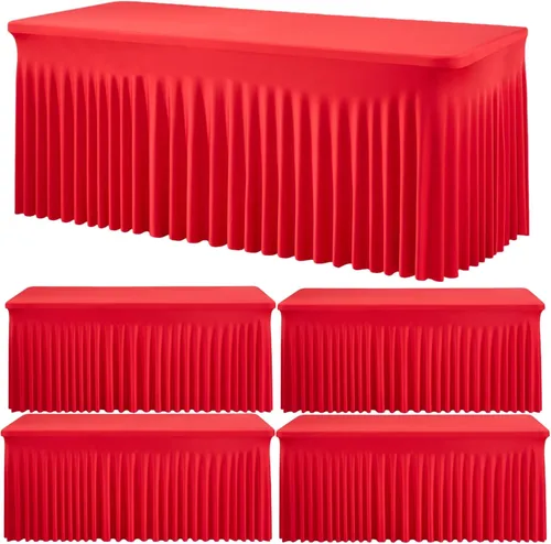 Miniatura 49 de Outpain - 4 paquetes de mantel de elastano de 6 pies para mesas plegables estándar - Mantel de mesa rosa bebé, protector de mesa para fiesta, boda