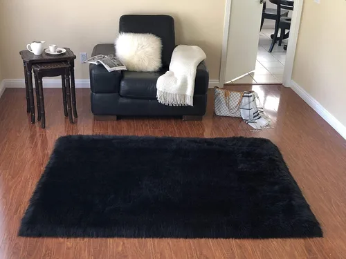 Miniatura 24 de LAMBZY Alfombra rectangular de piel de oveja sintética, súper suave, hipoalergénica, de felpa, lujosa alfombra de felpa sedosa para dormitorios