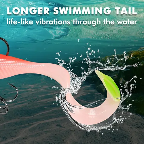 Miniatura 3 de TRUSCEND Duramax Easy Catch TPE Soft Fishing Lures with BKK Hooks, Trembly Sinking and Vibrating Swim for More Bites, Pre-rigged Tear-Resistant