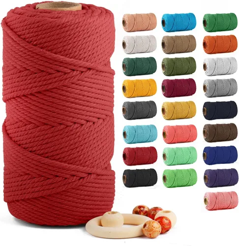 Miniatura 81 de Cuerda de algodón para macramé de 5 mm x 109 yardas, ZUEXT 100% natural hecha a mano, cuerda de algodón trenzada de 4 hebras para colgar plantas