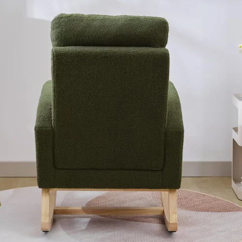 Miniatura 3 de Mecedora para Guardería con Patas de Madera Maciza, Silla Deslizante para Guardería con Bolsillo Lateral, Sillón Mecedor para Sala de Estar y B-drak