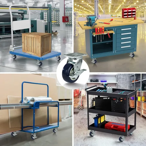 Miniatura 7 de Ruedas giratorias de 6 pulgadas, ruedas industriales, poliuretano sobre ruedas de polipropileno, juego de 4 ruedas resistentes, capacidad total
