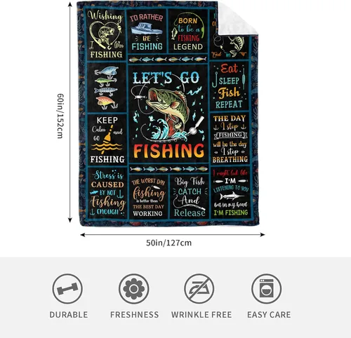 Miniatura 5 de Regalos de pesca para hombres, regalos de pesca para niños y mujeres, manta de regalo para hombres amantes de la pesca con mosca, 60 x 50 pulgadas
