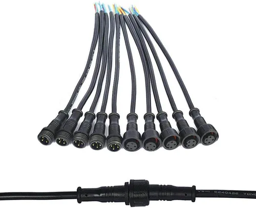 Miniatura 13 de 5 pares de conectores eléctricos LED de 2 pines negros para luces LED, cable de extensión de 20 cm, 40 cm/par, 0.3mm², tuerca de 15 mm