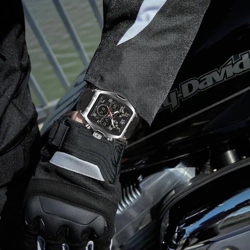 Miniatura 4 de FANMIS Reloj para hombre de moda hueco único rectángulo reloj de pulsera impermeable deportivo digital analógico doble pantalla cronómetro punk