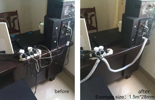 Miniatura 5 de Funda organizadora para cables, tubo en espiral, para el hogar, oficina, PC, TV (longitud negra, 59 pulgadas de diámetro, 1.1 pulgadas)