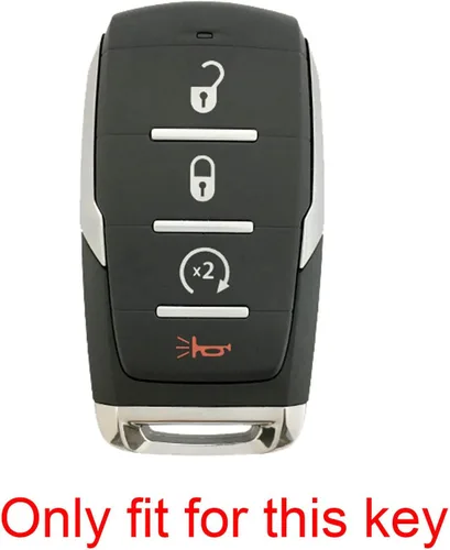 Miniatura 2 de 2 fundas protectoras de goma de silicona con 4 botones para llavero inteligente compatible con Dodge Ram 1500 2019 2020 2021 2022 negro azul