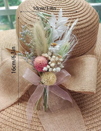 Miniatura 7 de Juego de 6 mini ramos de flores secas, mini ramo rosa, decoración de platos de fiesta, caja de propuesta de dama de honor y niña de las flores