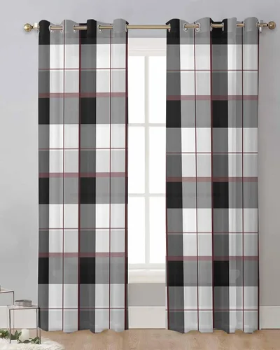 Miniatura 12 de Cortinas traslúcidas de Navidad de 39 pulgadas de largo, juego de 2 paneles de cortinas para cocina, dormitorio, sala de estar, puerta, pasillo