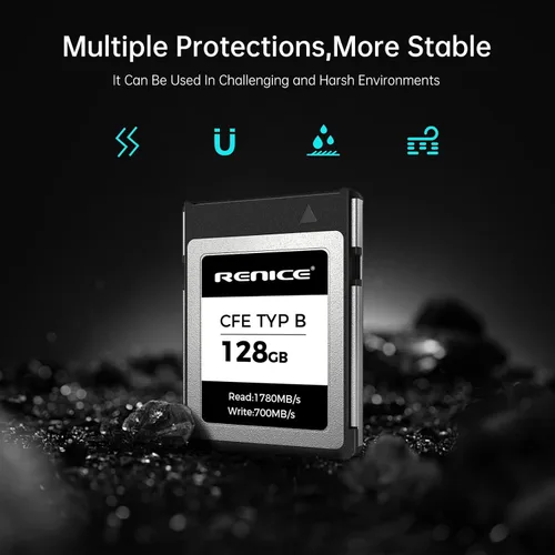 Miniatura 9 de RENICE Tarjeta de memoria CFexpress tipo B de 128 GB, lectura de hasta 1780 MB/s, grabación de video HD RAW 6K, para fotógrafos, videógrafos