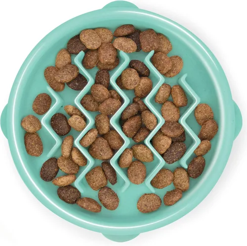Miniatura 20 de Outward Hound Comedero Pequeño Divertido de Alimentación Lenta, Rompecabezas para Comedores Rápidos, Cachorros, Gatos y Perros Pequeños, Comida Rosa