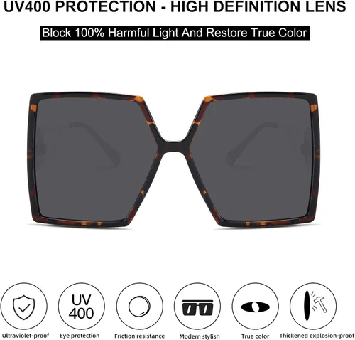 Miniatura 3 de STORYCOAST Gafas de sol cuadradas de gran tamaño para mujer, a la moda, con protección UV400