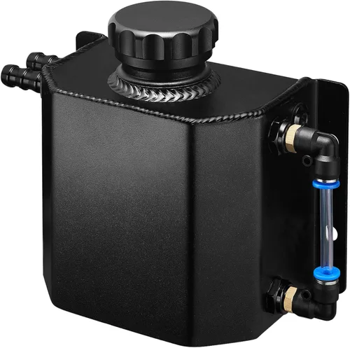 BDFHYK Tanque de desbordamiento de refrigerante, Tanque de depósito de radiador de aluminio, Tanque de expansión de depósito de 1L Universal, Negro