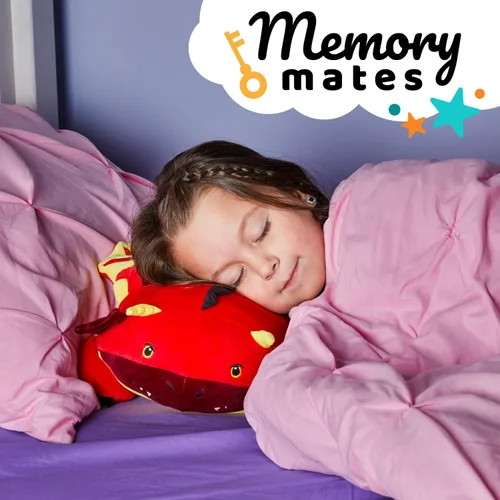 Miniatura 6 de MEMORY MATES Jax the Red Dragon - Almohada de espuma viscoelástica con diario para niños que se almacena en el bolsillo del vientre, animal