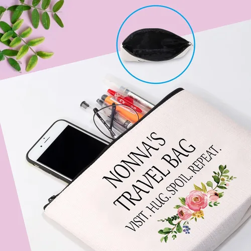 Miniatura 12 de GJTIM Nonna Regalo para abuela de nietos Nonna regalo de viaje abuela bolsa de maquillaje bolsa de maquillaje, Bolso beige, Talla única
