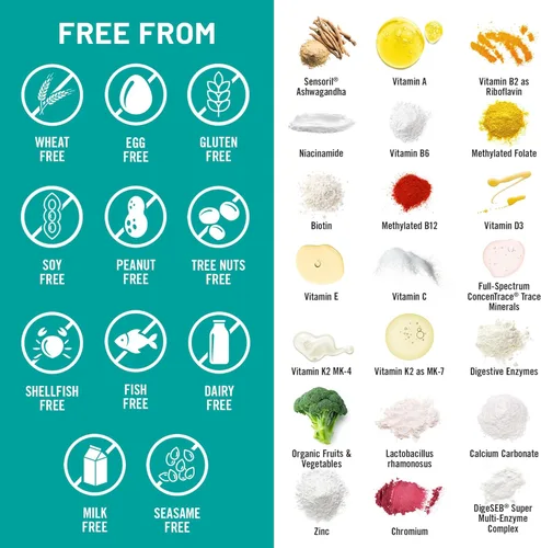 Miniatura 5 de NatureWise Multivitamínico para mujeres + apoyo al estrés con alimentos integrales orgánicos y minerales naturales, complejo B + vitamina C+D3 K2