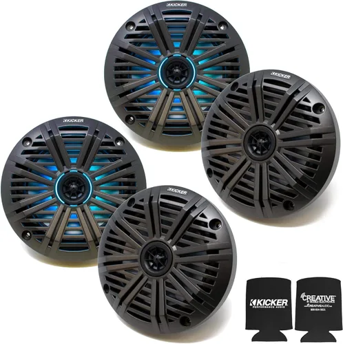 Miniatura 10 de KICKER Altavoces marinos LED plateados de 6.5 pulgadas (cantidad 4) 2 pares de altavoces de repuesto OEM LED Plata