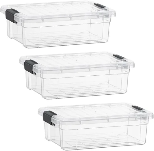 Miniatura 64 de Superio Cajas de almacenamiento transparentes con tapas, contenedores de plástico de 2.5 cuartos de galón para organizar, cajas apilables, sin BPA