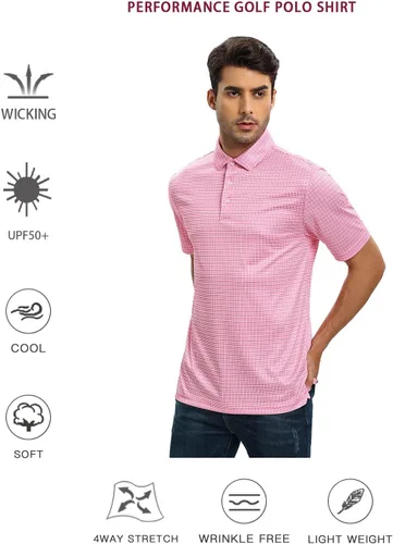 Miniatura 5 de Camisas de golf para hombre - Polo de manga corta con estampado de rendimiento que absorbe la humedad