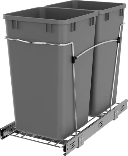Miniatura 10 de Rev-A-Shelf Cesta de basura extraíble para gabinetes de cocina de 27 cuartos con deslizador de extensión completa para reciclaje, Verde/Negro, Verde