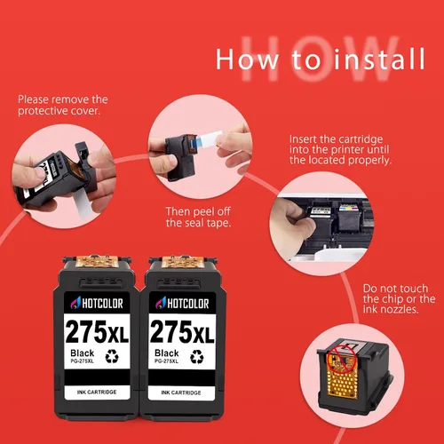 Miniatura 5 de PG-275XL - Cartuchos de tinta negra de repuesto para Canon 275 y 276 para Canon 275 y 276 cartuchos de tinta 275XL para Canon TR4720 TS3522 TR4700