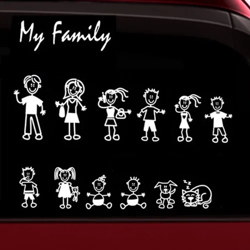 Miniatura 10 de TOTOMO Calcomanía Familiar para Ventana de Coche y Parachoques, Mascota, Perro, Gato, Pez, Conejo, Pájaro, Figura de Palo Mi Familia – Elige hasta